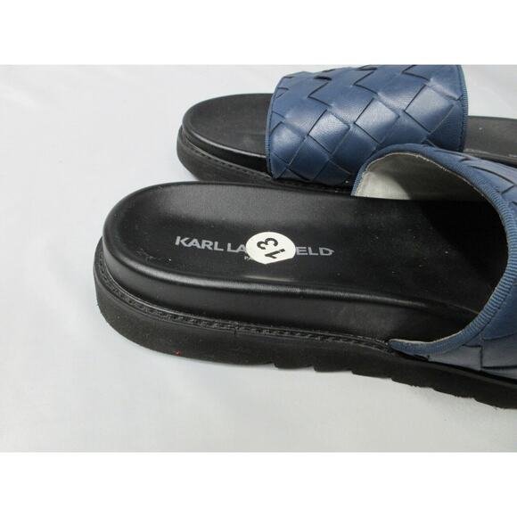 Karl Lagerfeld Paris Leather Weave Slide Size 13 Dark Blue / Black - LF1S2124 main image 4